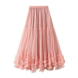 SWEET RUFFLE TULLE A LINE FLARED PUFF SKIRT_CWBMS0376