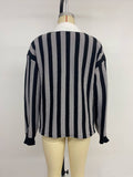 Vertical Striped Lapel Pullover Knitted Sweater