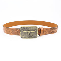 Western Cow Head Belt Buckle With Delicate_Cwabe0419