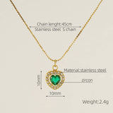 STAINLESS STEEL ZIRCON HEART PENDANT NECKLACE_CWAJE0682