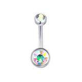 DOUBLE GEM BELLY BUTTON RING STAINLESS STEEL_CWMM9173