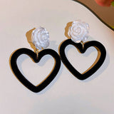 BUTTERFLY PAINTING OIL BLACK HOLLOW EARRINGS_CWAJE2448