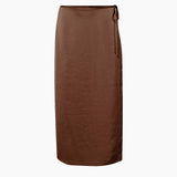 LACE UP SATIN SKIRT HIGH WAIST SLIT STRAIGHT SKIRT_CWBSS0416