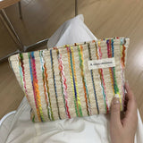 Wool Striped Makeup Bag Large Travel Wash Pouch_Cuab00718