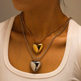 MODERN STAINLESS STEEL HEART PENDANT NECKLACE_CWMM8877