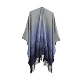 GRADIENT FINE LINES TASSELS WARM SHAWL CLOAK_CWASC0282