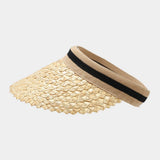 STRAW SUN VISOR SUMMER PONYTAIL UV PROTECTION HAT_CWAH3282