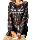 ROUND NECK LONG SLEEVE CUTOUT BIKINI COVER UP_CWMW0651