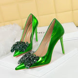 SHALLOW POINTED TOE CRYSTAL BOW HIGH HEELS_CWSHH0092