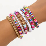COLORFUL LETTER BOHEMIAN STAR BALL BRACELET SET_CWAJE1484