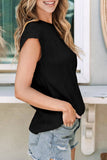 Solid Textured Short Sleeve Pullover Top