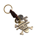 Vintage Braided Skull Leather Keychain_Cwmm4706