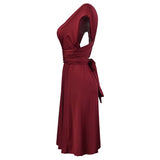 Solid Color Tie-Up Multi-Way Flowy Dress