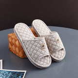 PLAID COTTON FLOOR SLIPPERS WITH THICK SOLE_CWSHF0190