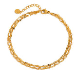 Trendy 18K Gold Paperclip Triple Layer Anklet