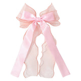 KIDS CHIFFON RIBBON BOW HAIR CLIP SOLID COLOR_CWAHA6704