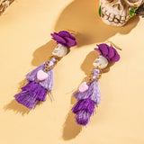 HALLOWEEN SKULL TASSEL RICE BEAD EARRINGS_CWAJE2411