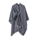 SHAWL KNITTED SOLID COLOR OBLIQUE STRAP CAPE_CWASC2172