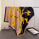 Retro Floral Faux Silk Square Neck Scarf_Cwasc03436