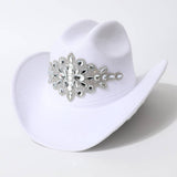 LUXURY RHINESTONE FELT WESTERN COWBOY FEDORA HAT_CWAH3626
