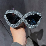 Vintage Large Frame Diamond Sunglasses_Cwasg0804