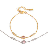 18K GOLD PINK ZIRCON ROUND BRACELET NO FADE_CWAJE4713