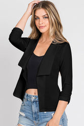 Women Solid Color Buttonless Lapel Suit Jacket_Cwobl096