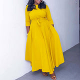 FASHIONABLE AND ELEGANT LACE UP PLUS SIZE DRESS_CWDMD3654
