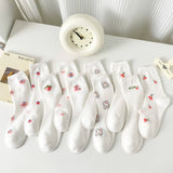 White Small Fresh Fruit Cartoon Bear Stockings_Cwms1398