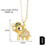ELEPHANT GOLD PLATEDPENDANT NECKLACE INLAID ZIRCON_CWAJE0901