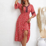 Stylish Elegant Socialite Floral Mid-Length Dress