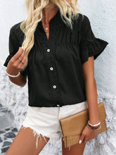 Womens Casual Pleated Button-Down Linen Shirt