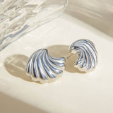 FASHIONABLE GEOMETRIC STRIPED WAVE SHELL EARRINGS_CWAJE1801