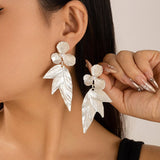 SWEET AND COOL 3D GINKGO LEAF AND FLOWER EARRINGS_CWAJE1809