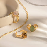 INLAID NATURALSTONE STAINLESS STEEL OPEN RINGS_CWAJE1229