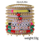 LOVE APPLE LETTER SOFT CLAY ELASTIC BRACELET SET_CWMM3537