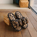 LEOPARD BOW INDOOR SLIPPERS NON SLIP QUIET_CWSHF0197