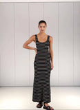 Vacation Colorblock Sexy Knit Stripe Beach Dress