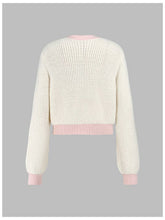 V-Neck Fake Pocket Sweater Solid Color Cardigan