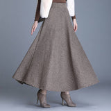 Woolen Thickened Waistline Long Skirt