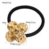 Unique Metal Textured Geometric Flower Hair Tie