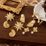 Vintage Highlight Bead Titanium Steel Earrings_Cwmm3670