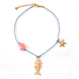 OCEAN STYLE FISH NECKLACE WITH SEA CHARMS_CWMM8806
