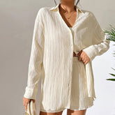 Pleated V-Neck Texture Suit For Women