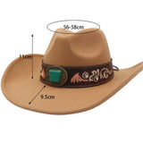 Western Ethnic Wide Brim Cowboy Heart Top Fedora_Cwah04485