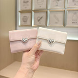 Solid Color Heart Trifold Slim Short Wallet_Cwab06199