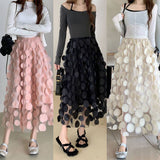 THREE DIMENSIONAL FLORAL TULLE MESH SKIRT_CWBLS0395