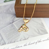 COLORFUL ZIRCONIA HEART LETTER PENDANT NECKLACE_CWMM5875