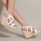 SOLID COLOR SQUARE TOE CROSS STRAP HIGH HEELS_CWSHS0645