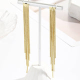 RHINESTONE DECOR METAL TASSEL DROP EARRINGS_CWAJE0451